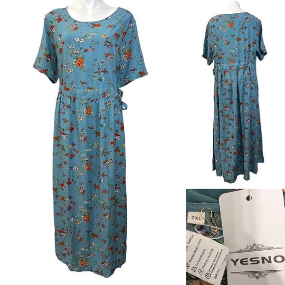 YesNo Dresses & Skirts - Yes No dress plus size 2X floral maxi dress blue multicolor